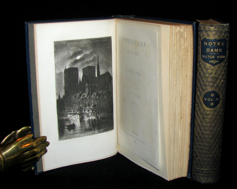 1888 Rare Victorian Book set - The Hunchback of Notre-Dame by Victor Hugo. Gothic.