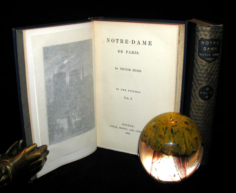 1888 Rare Victorian Book set - The Hunchback of Notre-Dame by Victor Hugo. Gothic.