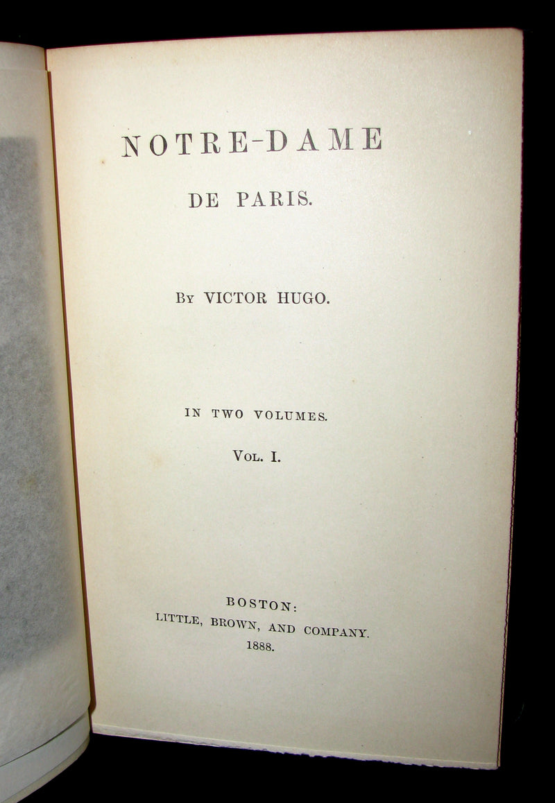1888 Rare Victorian Book set - The Hunchback of Notre-Dame by Victor Hugo. Gothic.