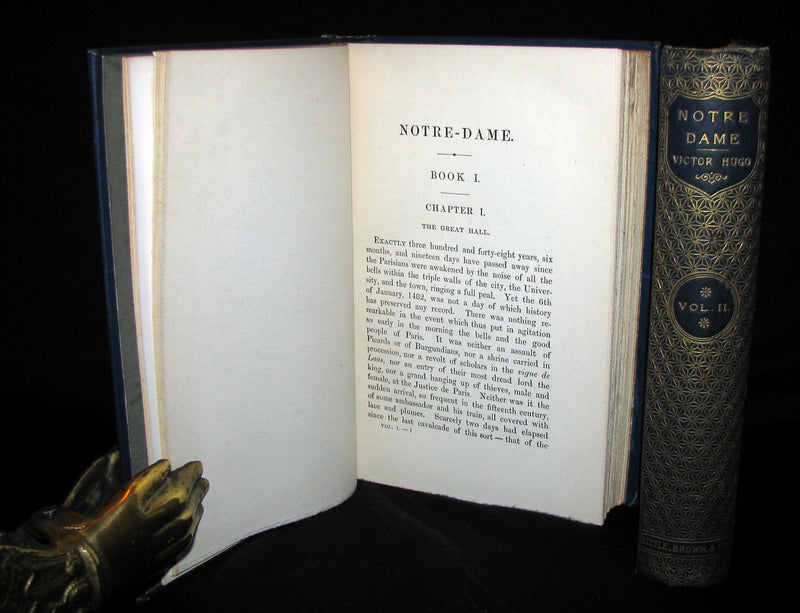 1888 Rare Victorian Book set - The Hunchback of Notre-Dame by Victor Hugo. Gothic.