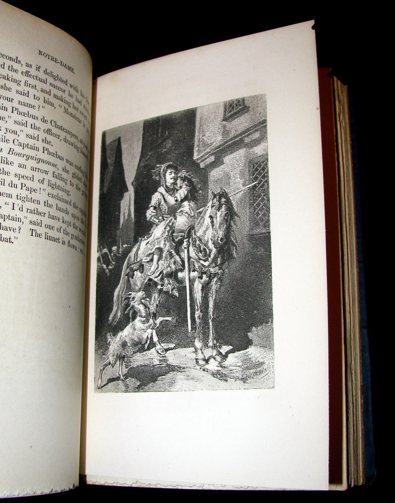 1888 Rare Victorian Book set - The Hunchback of Notre-Dame by Victor Hugo. Gothic.