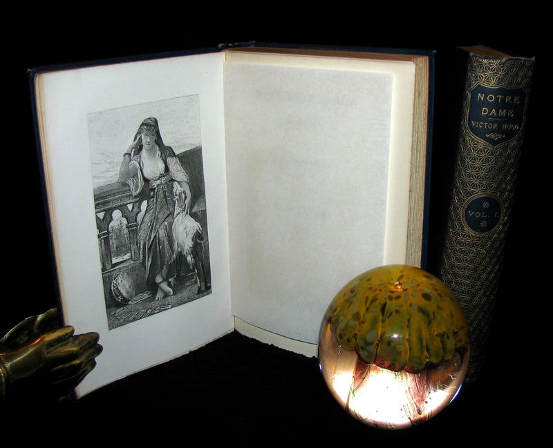 1888 Rare Victorian Book set - The Hunchback of Notre-Dame by Victor Hugo. Gothic.