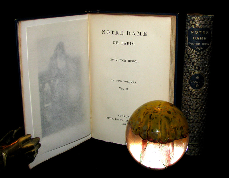 1888 Rare Victorian Book set - The Hunchback of Notre-Dame by Victor Hugo. Gothic.