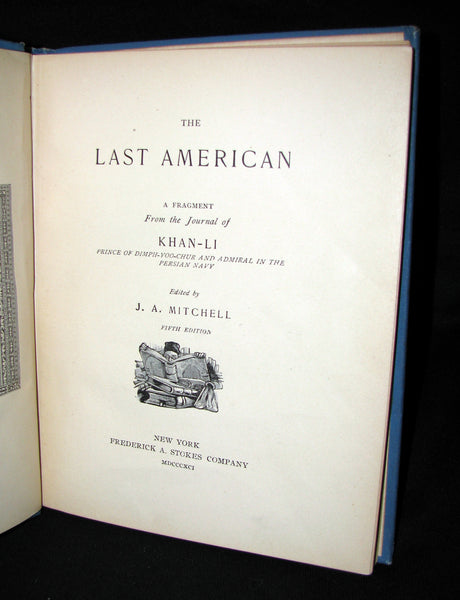 1891 Rare Precursors of Science Fiction Book - The Last American by J. A. Mitchell