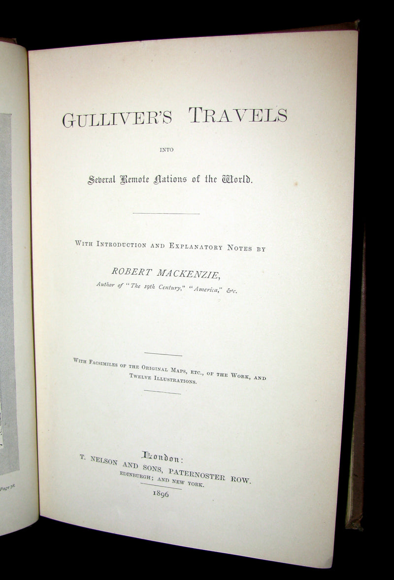 1896 Rare Victorian Book - Gulliver's Travels Into Several Remote Nations of the World