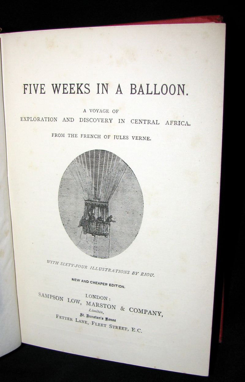 1899 Rare Victorian Book - JULES VERNE Five Weeks in a Balloon.