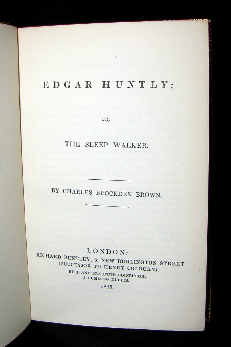 1835 Gothic Book - EDGAR HUNTLY OR THE SLEEP WALKER. Fine binding by Zaehnsdorf.