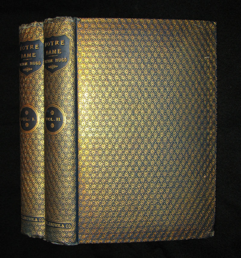 1892 Rare Victorian Book set - The Hunchback of Notre-Dame by Victor Hugo. Gothic.