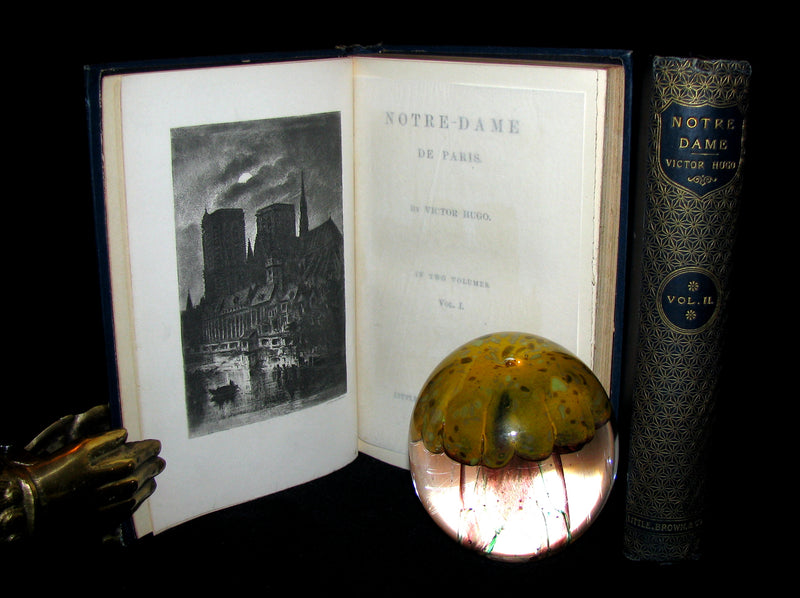 1892 Rare Victorian Book set - The Hunchback of Notre-Dame by Victor Hugo. Gothic.