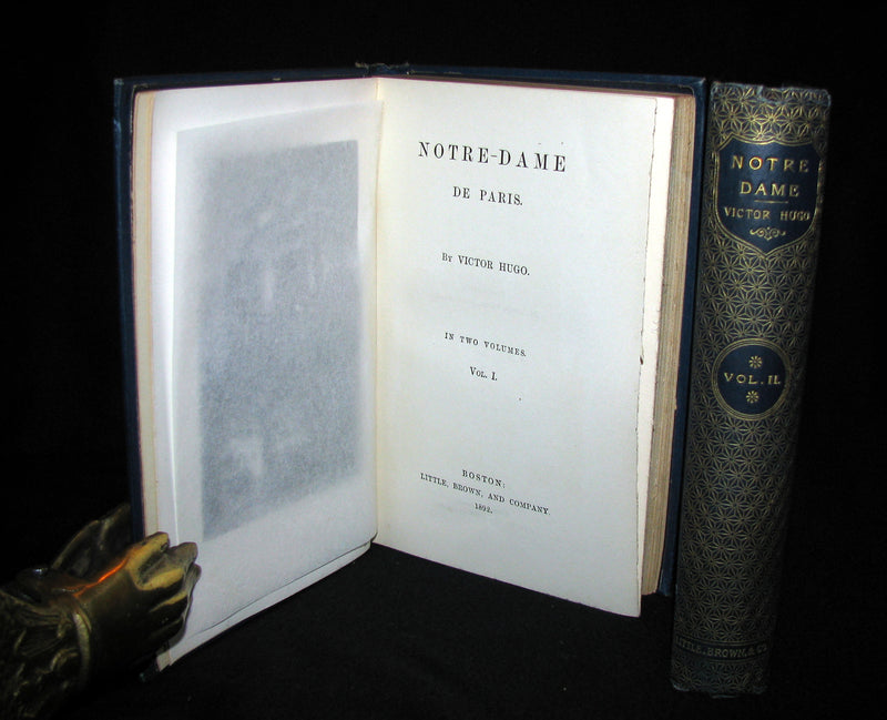 1892 Rare Victorian Book set - The Hunchback of Notre-Dame by Victor Hugo. Gothic.