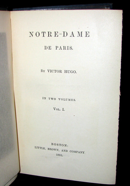 1892 Rare Victorian Book set - The Hunchback of Notre-Dame by Victor Hugo. Gothic.