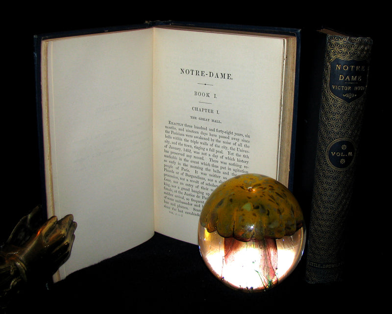 1892 Rare Victorian Book set - The Hunchback of Notre-Dame by Victor Hugo. Gothic.