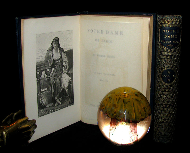 1892 Rare Victorian Book set - The Hunchback of Notre-Dame by Victor Hugo. Gothic.