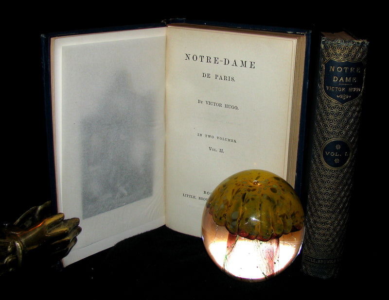 1892 Rare Victorian Book set - The Hunchback of Notre-Dame by Victor Hugo. Gothic.