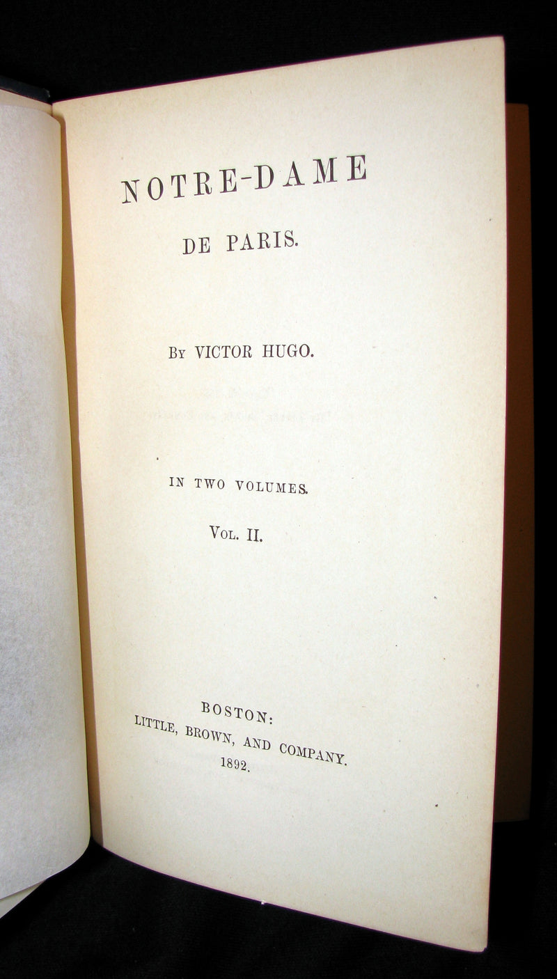 1892 Rare Victorian Book set - The Hunchback of Notre-Dame by Victor Hugo. Gothic.