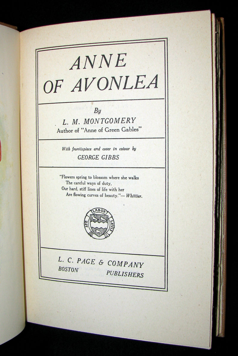 1946 Rare Edition with Dustjacket- ANNE of AVONLEA By L. M. Montgomery