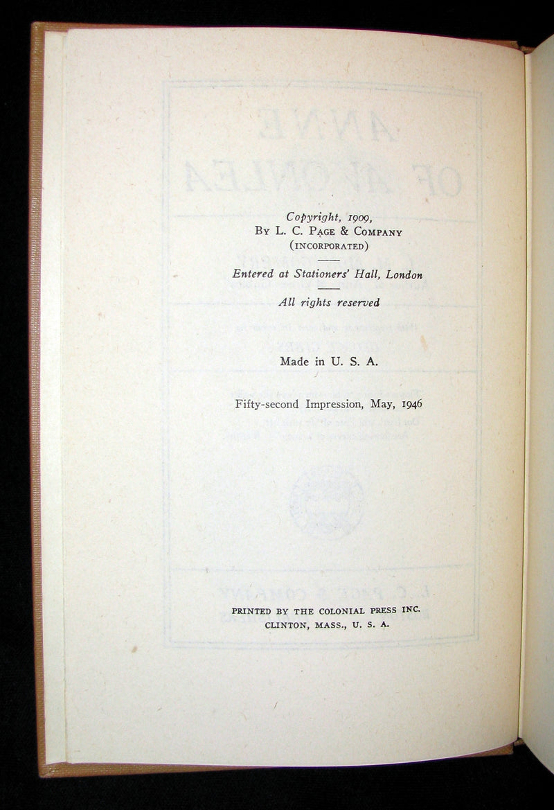 1946 Rare Edition with Dustjacket- ANNE of AVONLEA By L. M. Montgomery