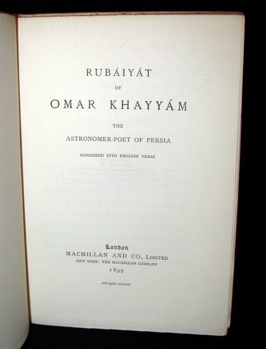 1899 Rare Book - Rubaiyat of Omar Khayyam Astronomer-Poet