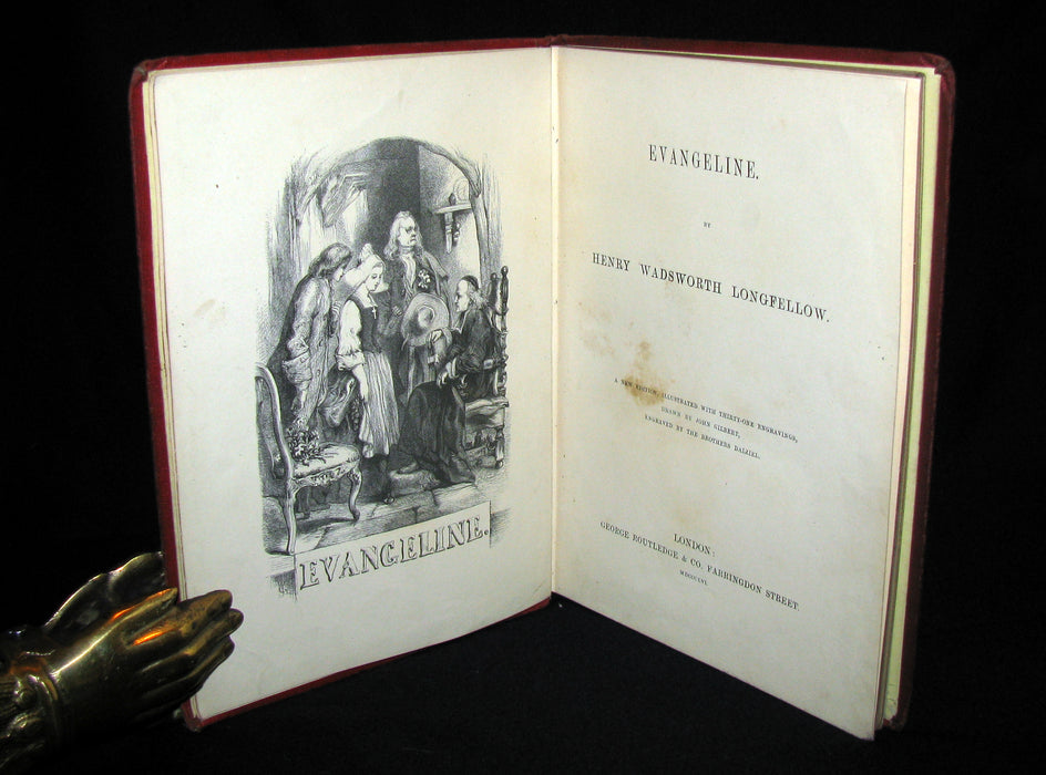 1856 Rare Victorian Book - Evangeline  A tale of Acadie by Henry Wadsworth Longfellow.