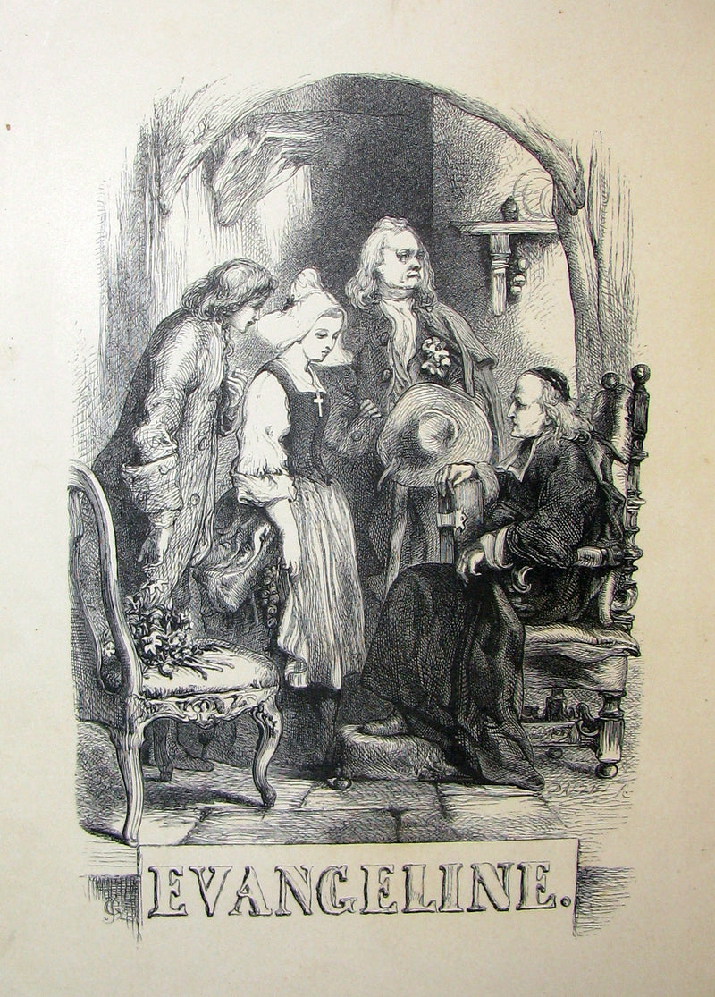 1856 Rare Victorian Book - Evangeline  A tale of Acadie by Henry Wadsworth Longfellow.