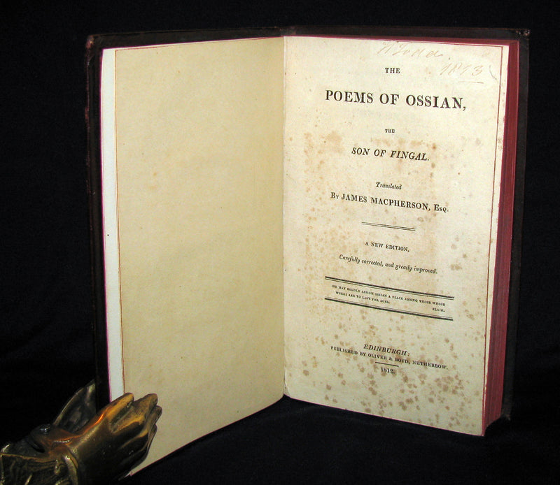 1812 Rare Book - The Poems of Ossian - The Son of Fingal by James MacPherson.