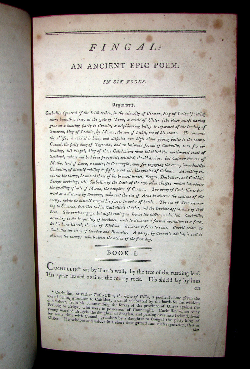 1812 Rare Book - The Poems of Ossian - The Son of Fingal by James MacPherson.