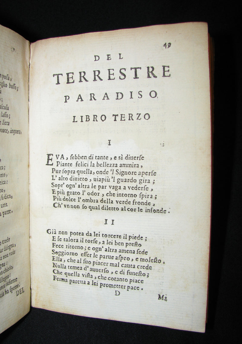 1691 First Ed. Scarce Italian Vellum Book - Del terrestre Paradiso di Bonedetto Menzini