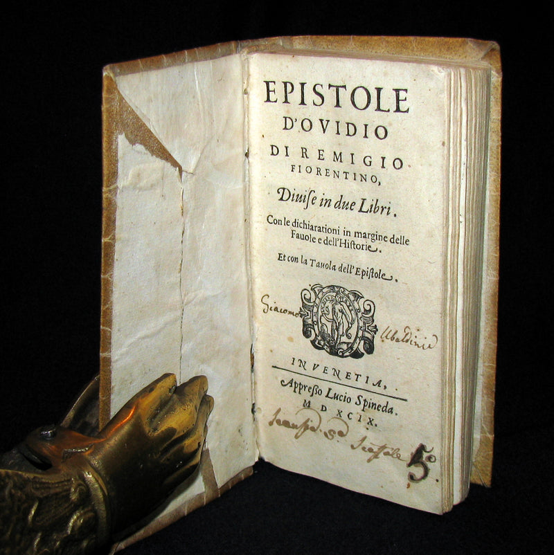 1599 Scarce Italian Vellum Book - EPISTOLE D'OVIDIO - Ovid's Letters