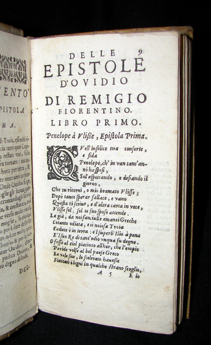 1599 Scarce Italian Vellum Book - EPISTOLE D'OVIDIO - Ovid's Letters