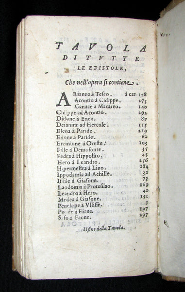 1599 Scarce Italian Vellum Book - EPISTOLE D'OVIDIO - Ovid's Letters