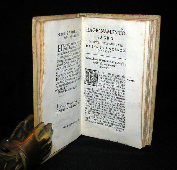 1680 Scarce Italian Vellum Jesuit Book - Panegyric on the Stigmata of St. Francis of Assisi