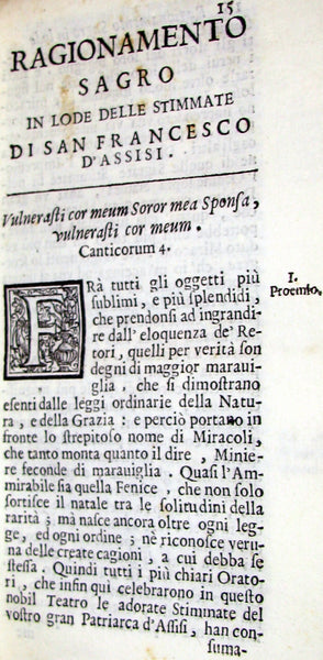 1680 Scarce Italian Vellum Jesuit Book - Panegyric on the Stigmata of St. Francis of Assisi