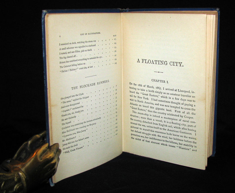 1895 Rare Edition of Jules Verne 's Book - A Floating City and the Blockade Runners