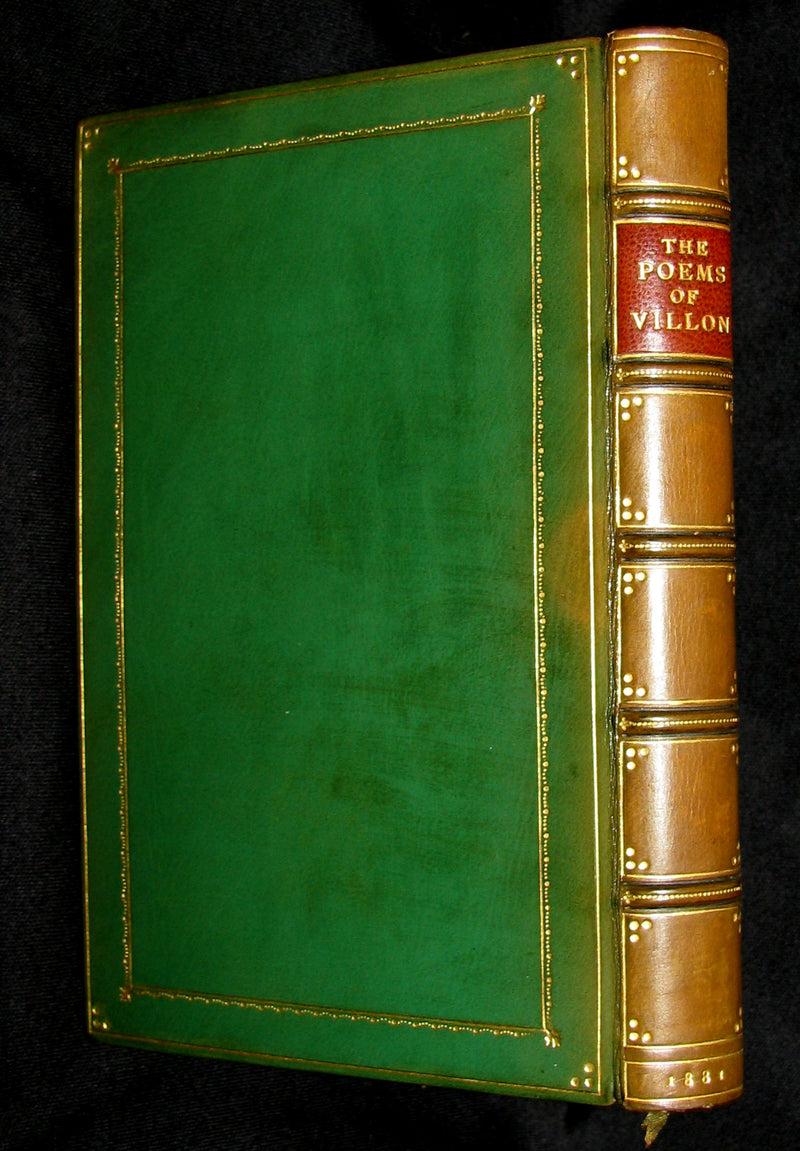 1881 Rare Book - Middle Ages Poems of Francois Villon bound by Sangorski and Sutcliffe