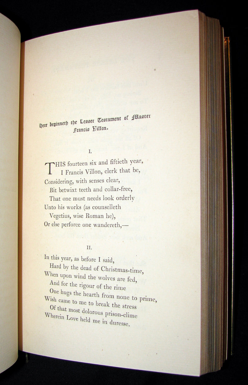 1881 Rare Book - Middle Ages Poems of Francois Villon bound by Sangorski and Sutcliffe