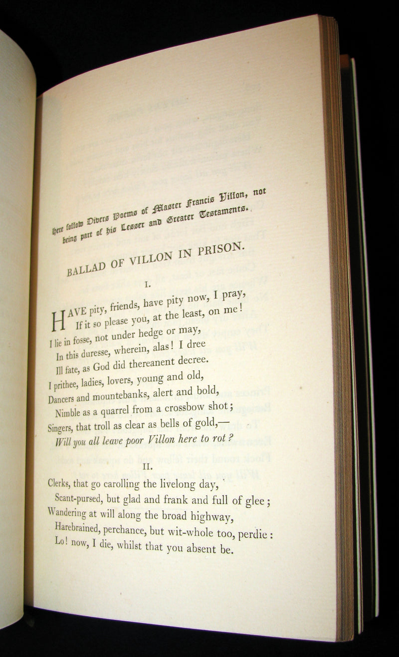 1881 Rare Book - Middle Ages Poems of Francois Villon bound by Sangorski and Sutcliffe