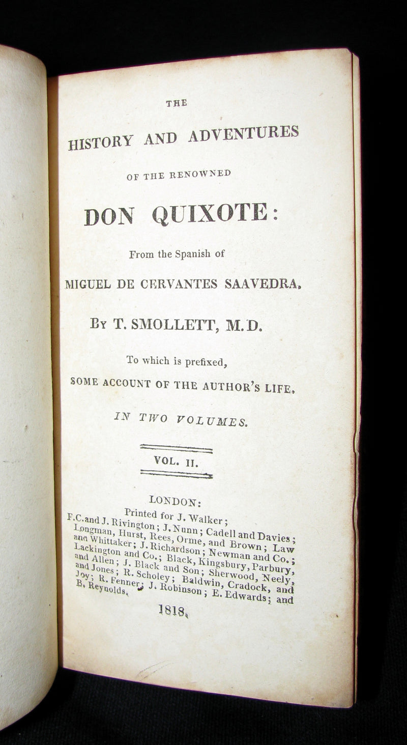 1818 Rare Book set ~ The History and Adventures of the Renowned Don Quixote (2 vols in slipcase)