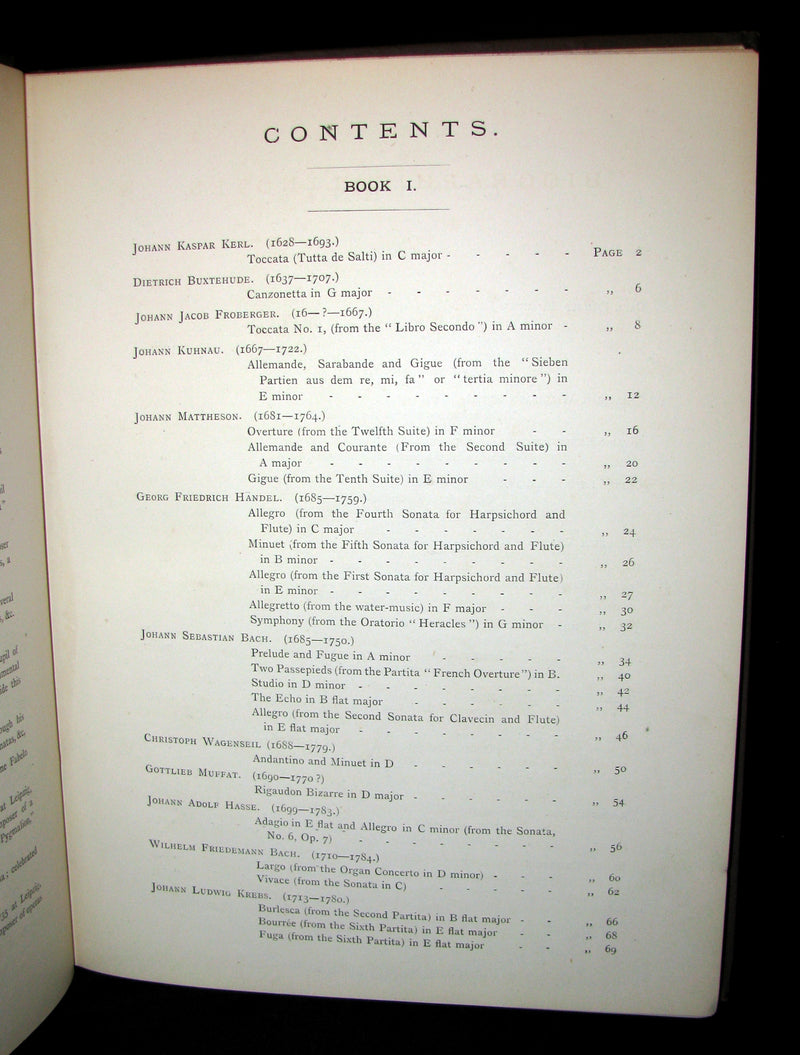 1880's Scarce Victorian Book - OLD GERMAN COMPOSERS FOR THE CLAVECIN (Pianoforte)