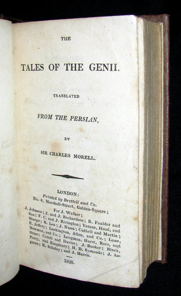 1808 Rare Book - The Tales of the Genii or the Delightful Lessons of Horam, The Son of Asmar