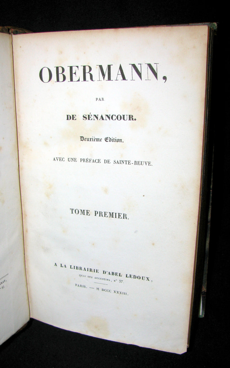1833 Rare French early Romanticism Book - OBERMANN by Senancour - 2ndED