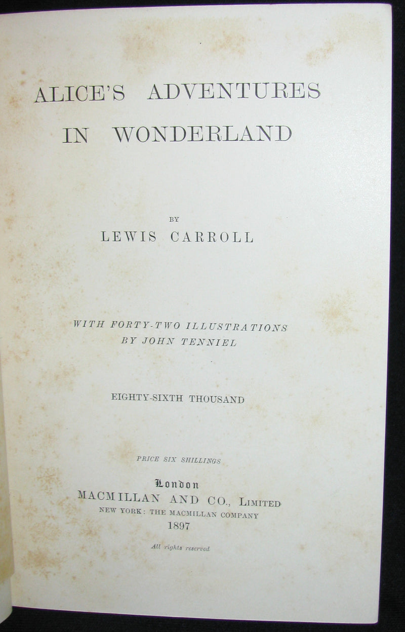 1897 Rare Victorian Book - Alice's Adventures in Wonderland by Lewis Carroll