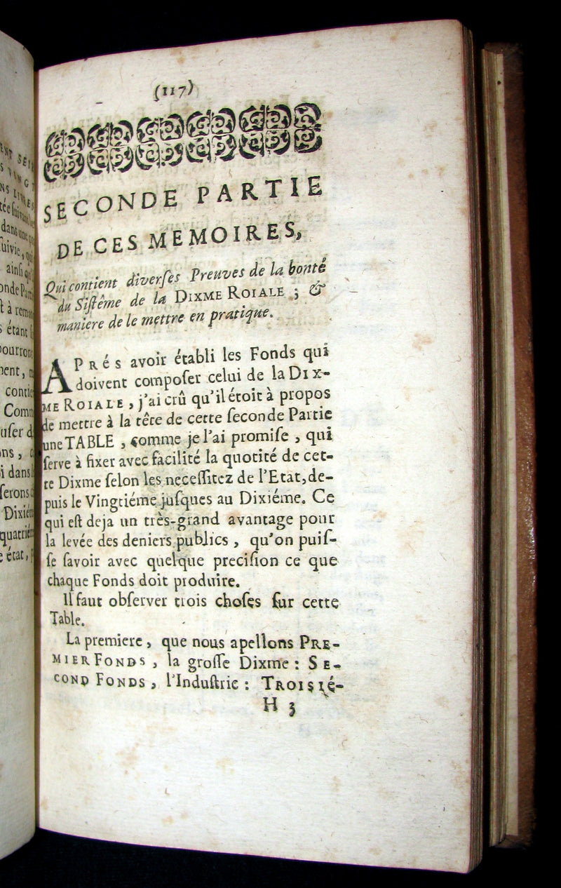 1708 Scarce French Book - Projet d'une Dixme Royale by VAUBAN - Essay for a General Tax