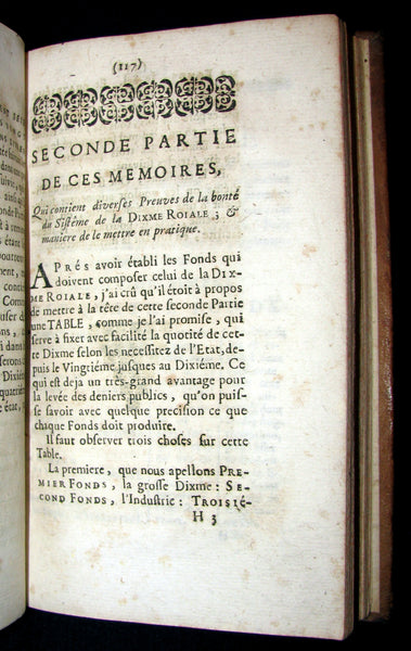 1708 Scarce French Book - Projet d'une Dixme Royale by VAUBAN - Essay for a General Tax