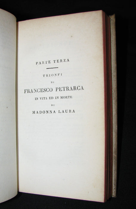 1822 Rare Italian Vellum Book - Petrarch - Le Rime de Francesco Petrarca