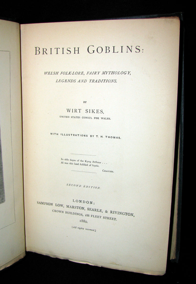 1880 Scarce Victorian Book - BRITISH GOBLINS: Welsh Folk-lore, Fairy Mythology.