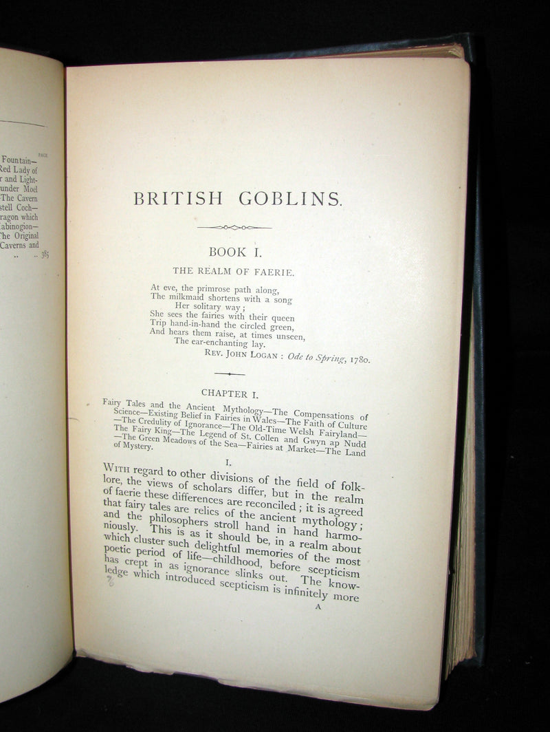 1880 Scarce Victorian Book - BRITISH GOBLINS: Welsh Folk-lore, Fairy Mythology.
