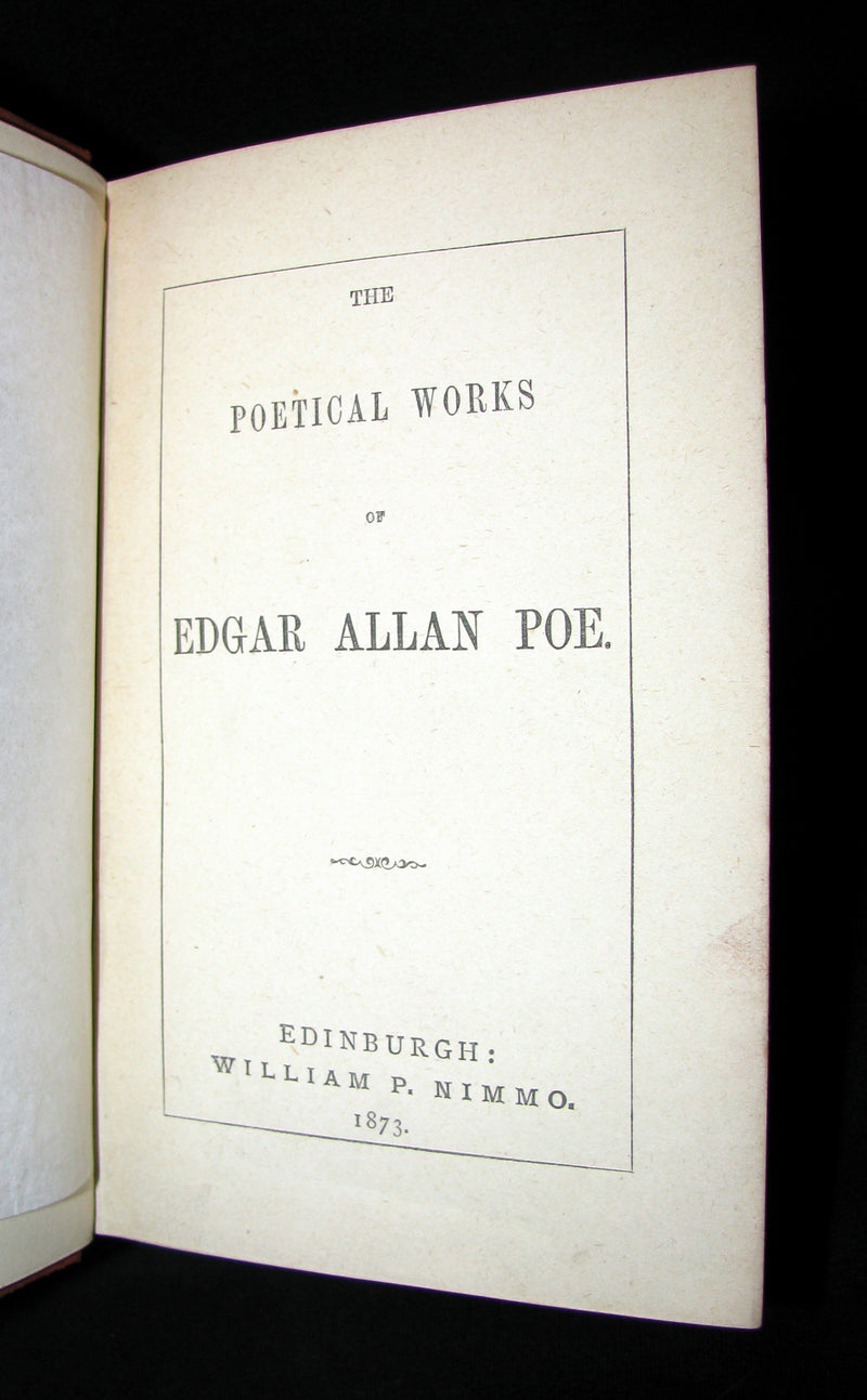 1873 Rare Victorian Book - The Poetical Works of Edgar Allan Poe. Edinburgh Illustrated.