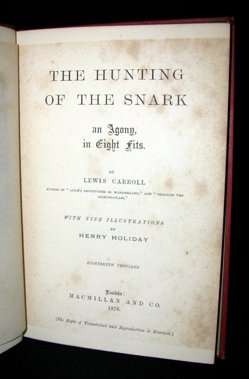 1876 Rare Victorian Book - The Hunting of the SNARK by Lewis Carroll.