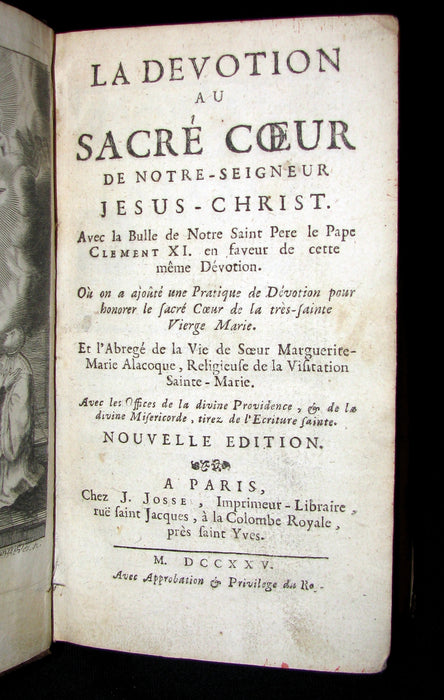 1725 Scarce French Book - The devotion to the Sacred Heart of Jesus by Father Croiset