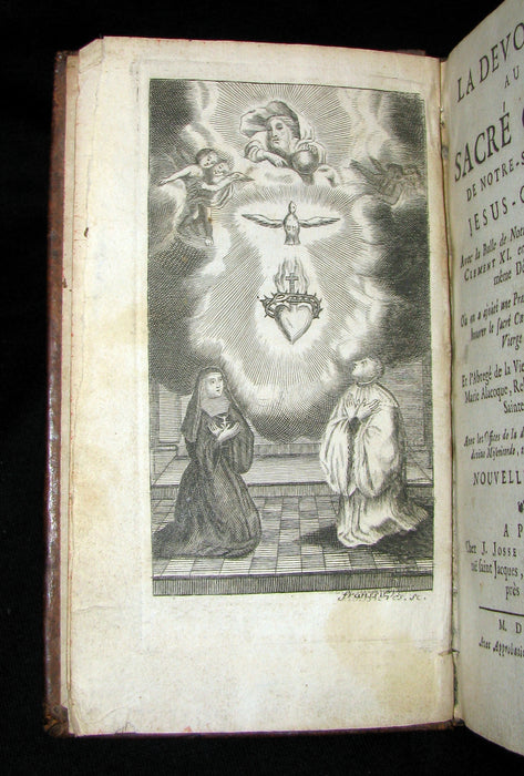 1725 Scarce French Book - The devotion to the Sacred Heart of Jesus by Father Croiset